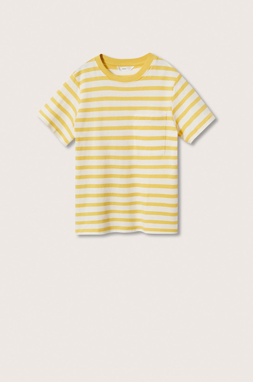 

Детска памучна тениска Mango Kids Bande2 в жълто с десен, Жълт