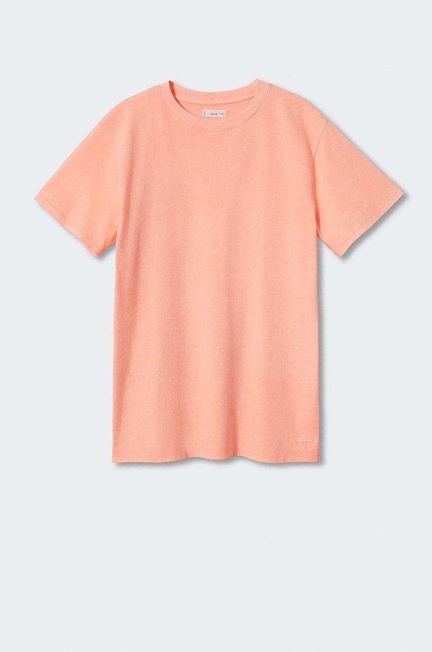 Детская хлопковая футболка Mango Kids Basic цвет оранжевый однотонная