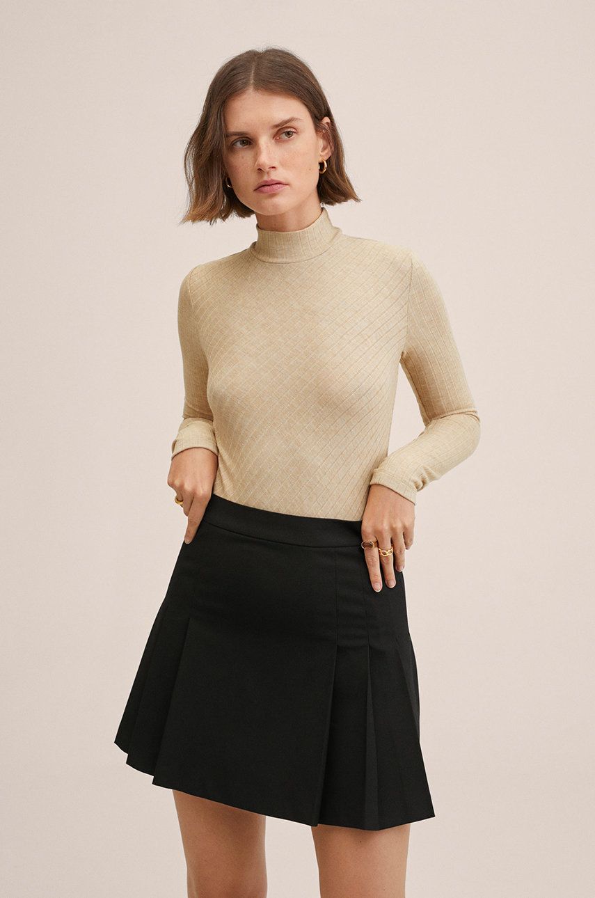 Mango pulover femei, culoarea bej, cu turtleneck answear imagine noua