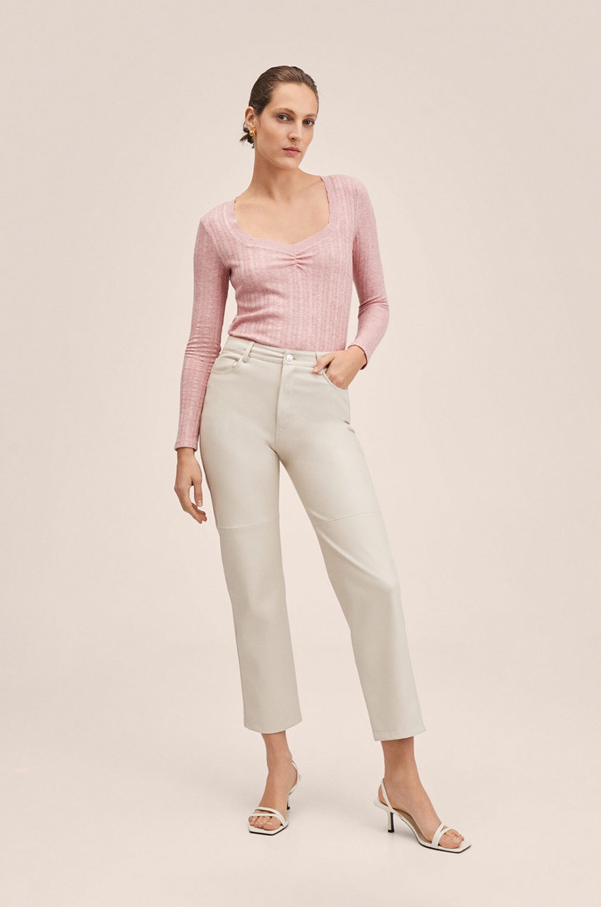 

Блуза с дълги ръкави Mango Berta дамска в розово, Розов