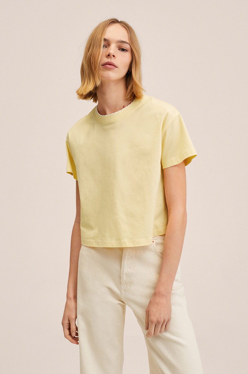 

Памучна тениска Mango Bonis в жълто, Жълт