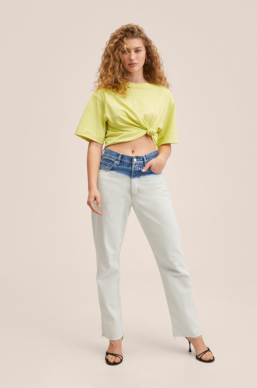 

Хлопковая футболка Mango Pstoul цвет жёлтый