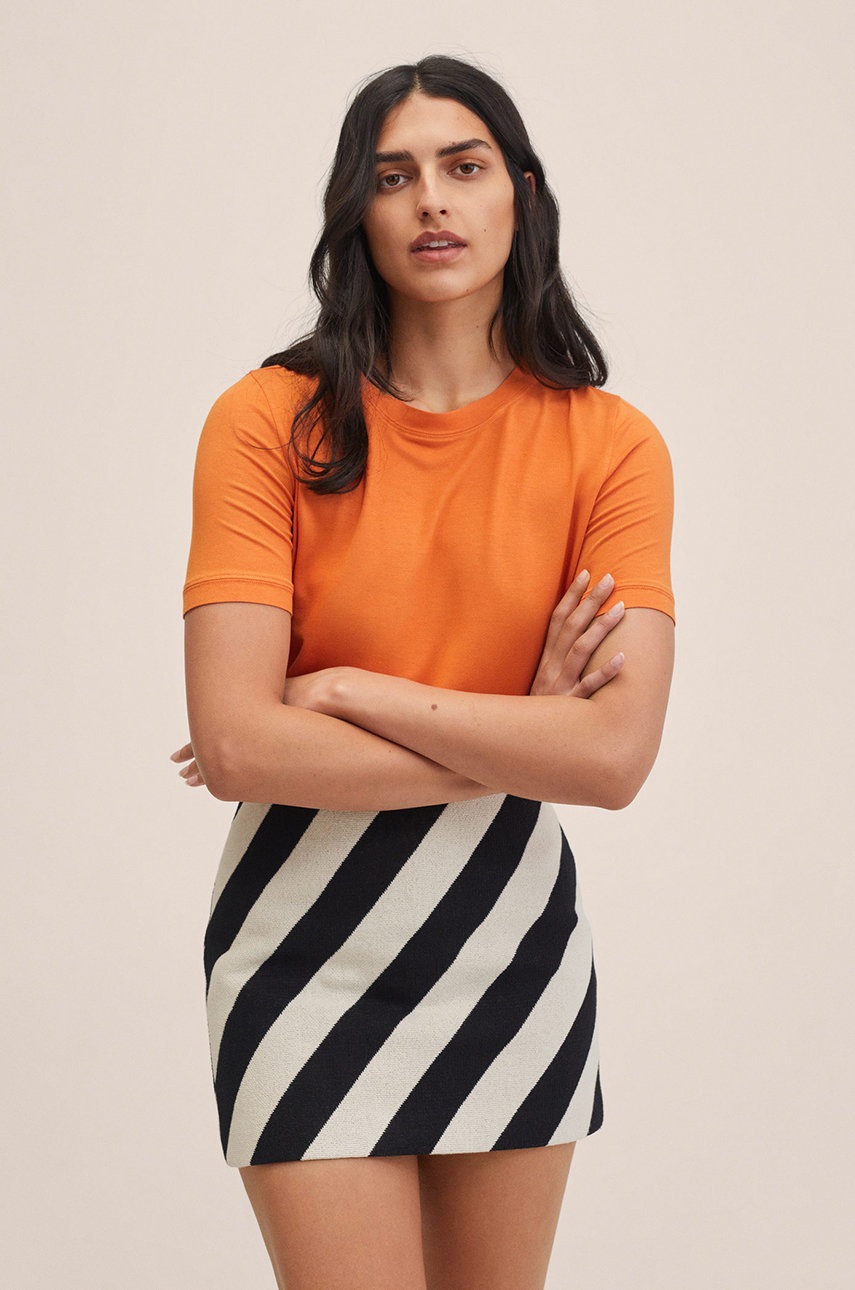 

Тениска Mango дамска в оранжево, Оранжев