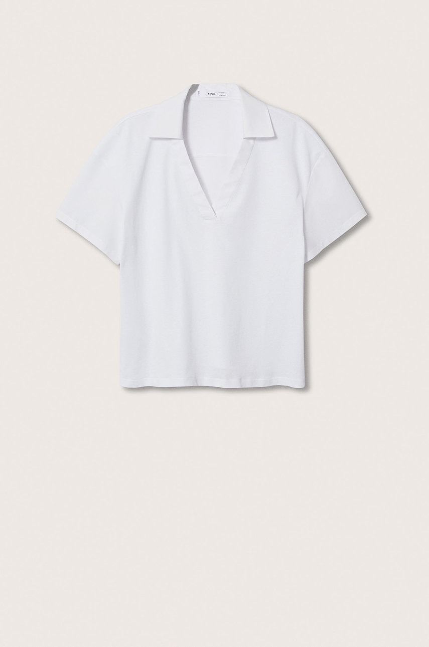 

Памучна тениска Mango Polopop в бяло, Бял