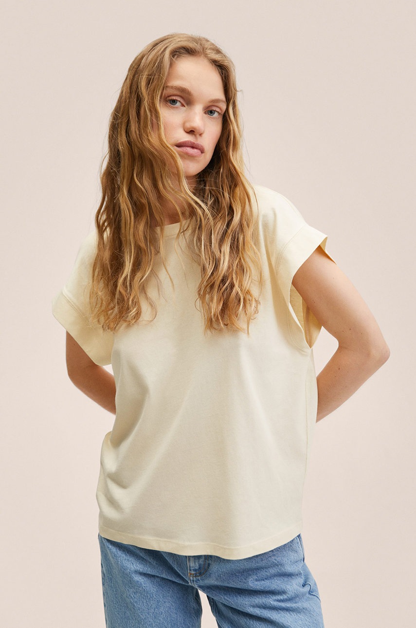 

Памучна тениска Mango Sol в сиво, Сив