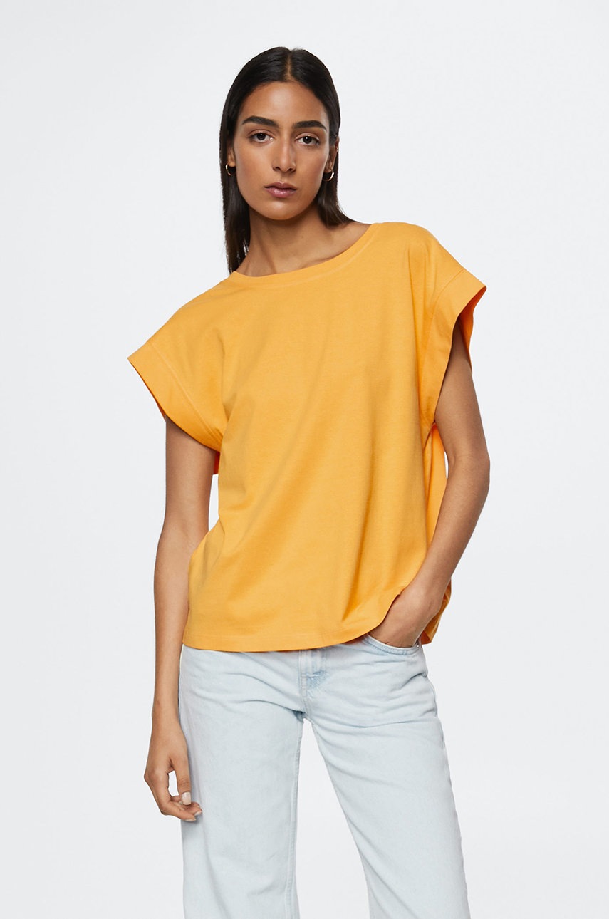 

Памучна тениска Mango Sol в оранжево, Оранжев