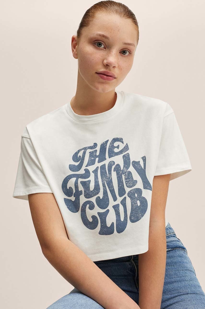 

Детска памучна тениска Mango Kids в бяло, Бял
