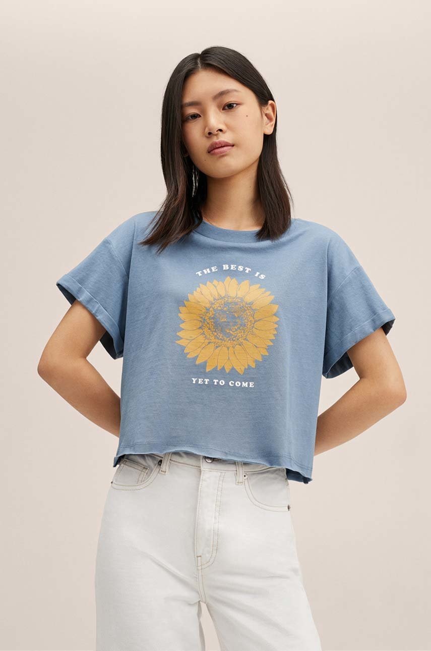 

Детска памучна тениска Mango Kids, Син