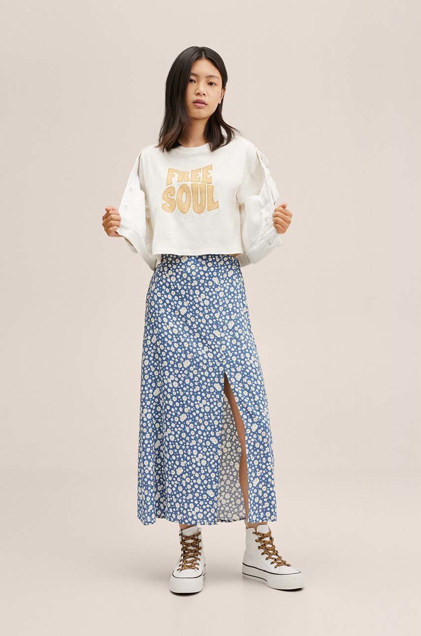 

Дитяча бавовняна футболка Mango Kids колір білий