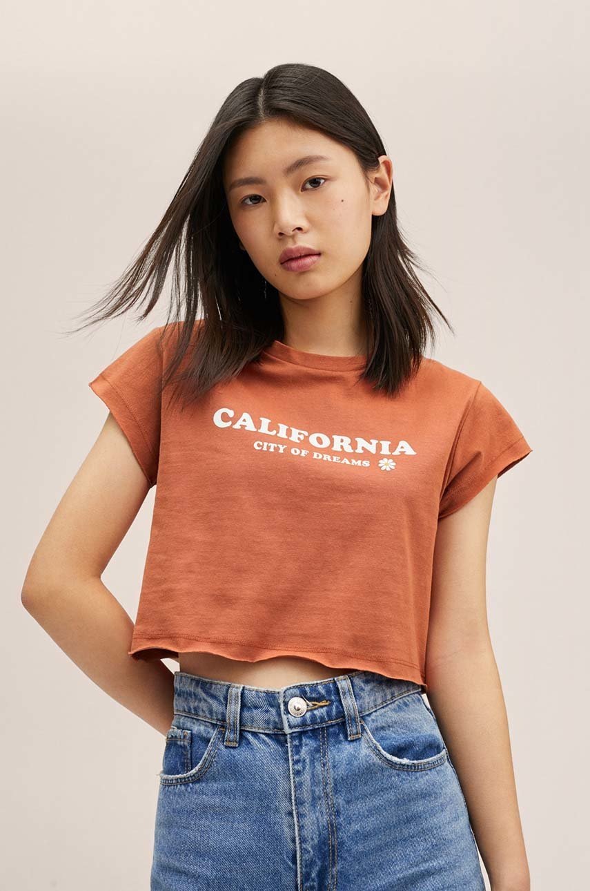 

Детска памучна тениска Mango Kids в бордо