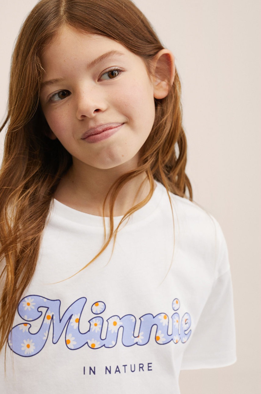 

Детска памучна тениска Mango Kids в бяло, Бял