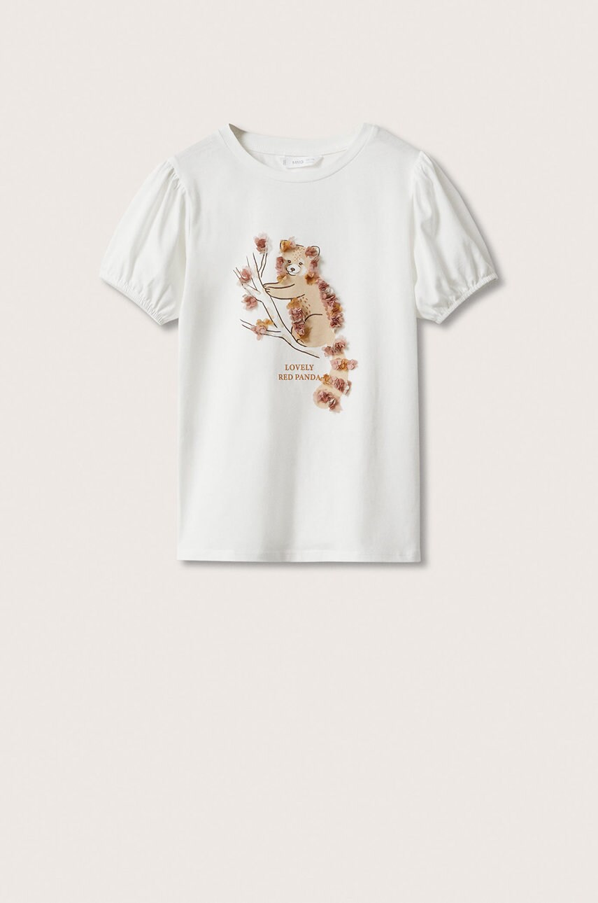 

Детска памучна тениска Mango Kids в бяло, Бял