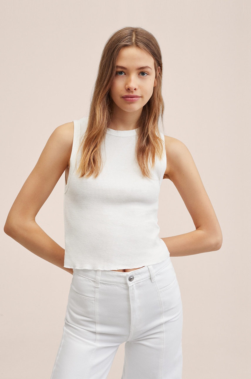 

Детски памучен топ Mango Kids в бяло, Бял