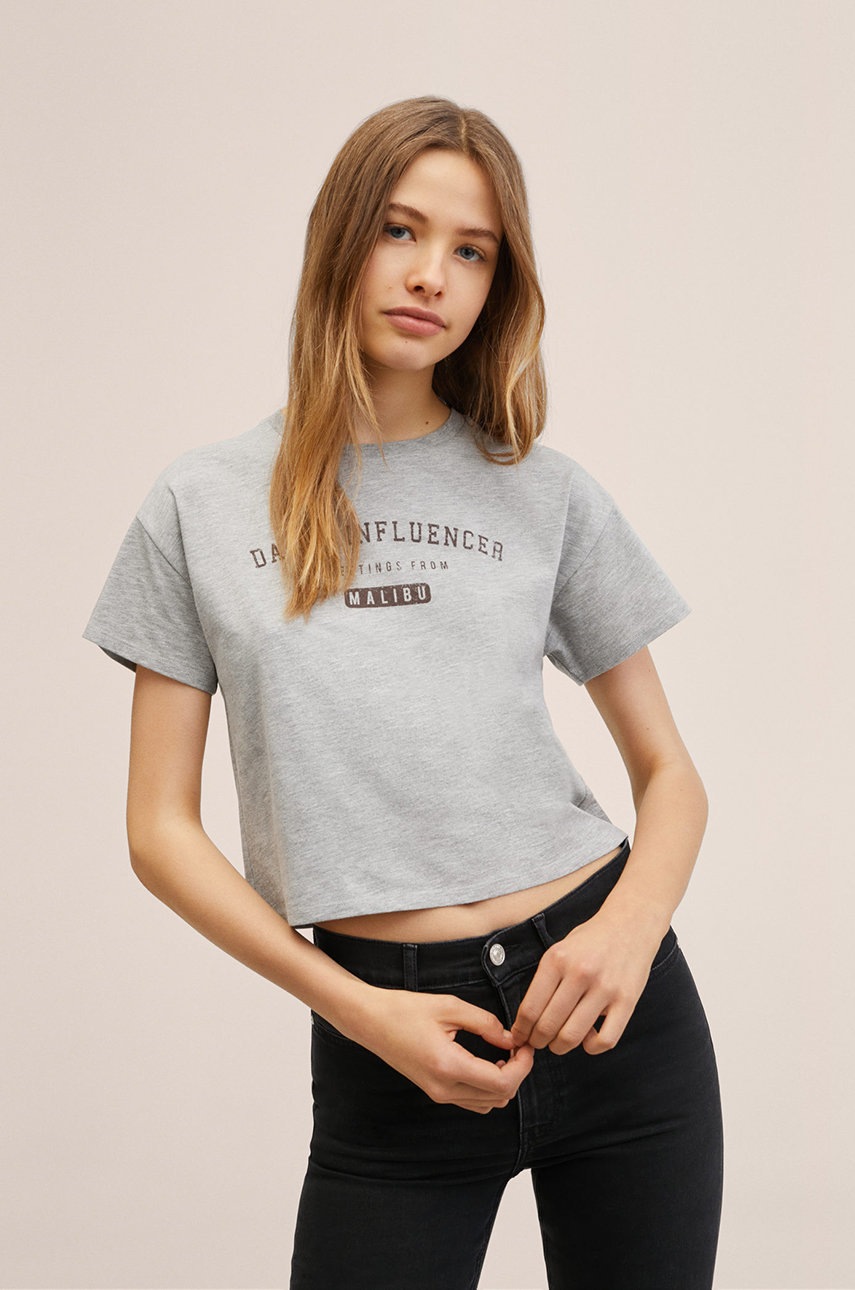 

Детска тениска Mango Kids Daily в сиво, Сив