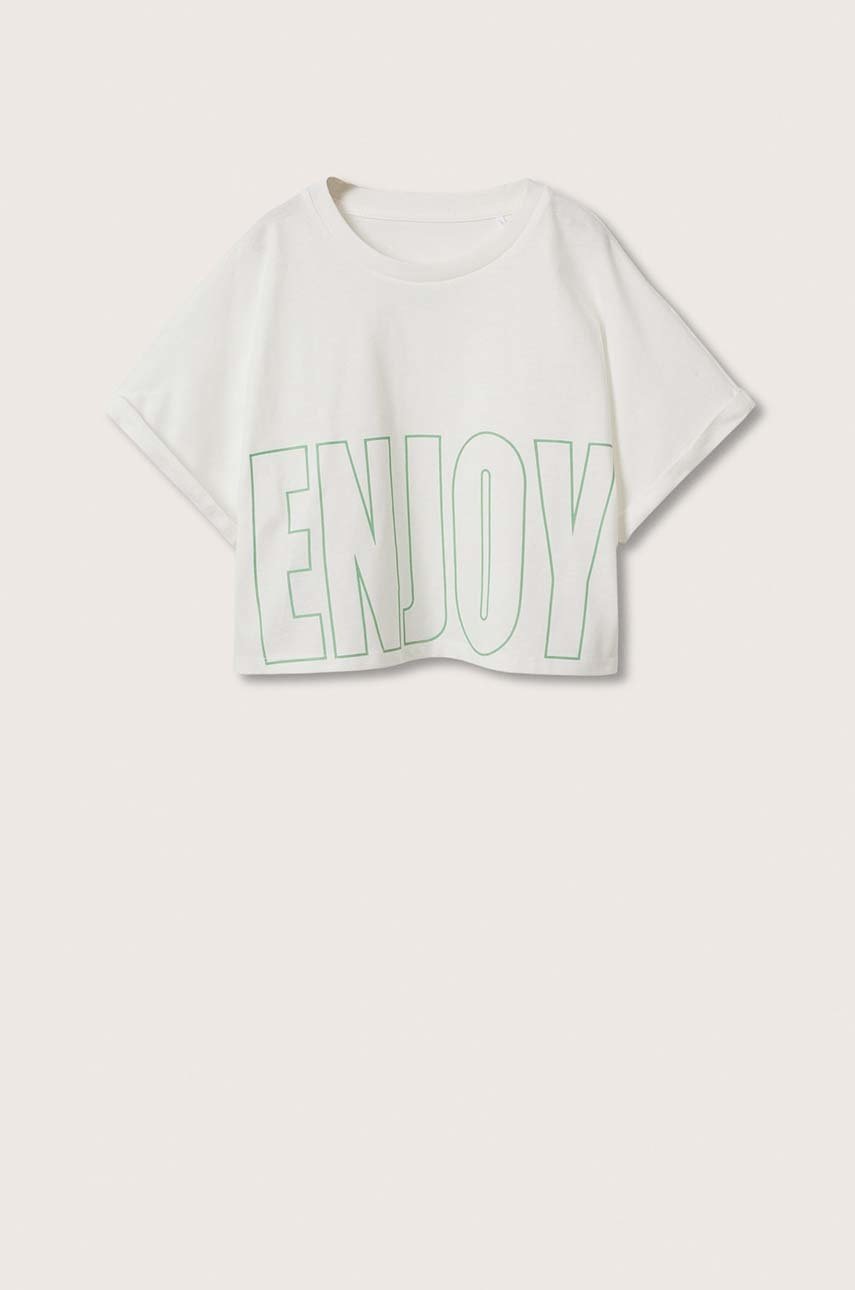 

Детска памучна тениска Mango Kids Enjoy в бяло, Бял
