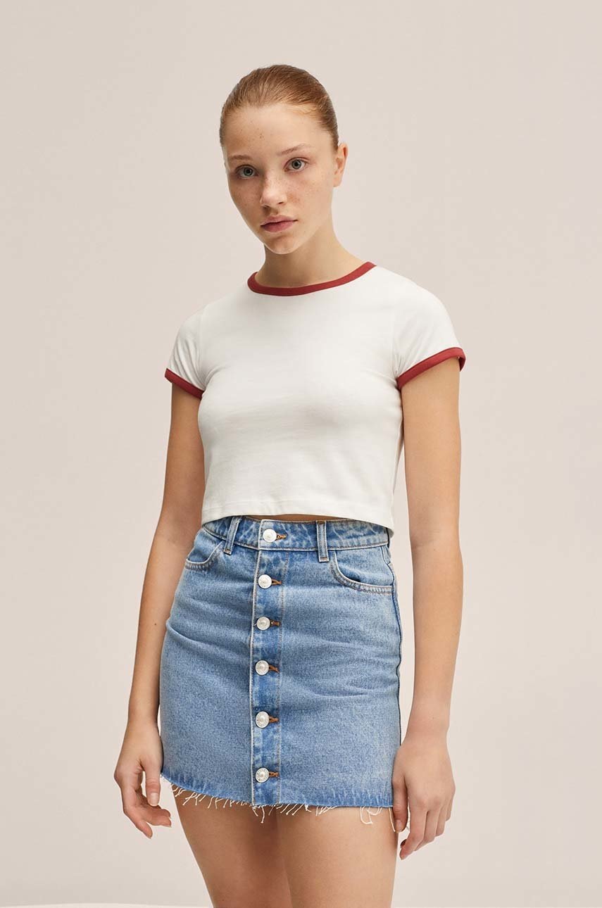 

Детска памучна тениска Mango Kids в бяло, Бял