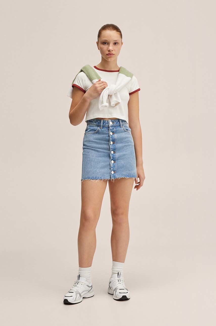 

Детская хлопковая футболка Mango Kids цвет белый