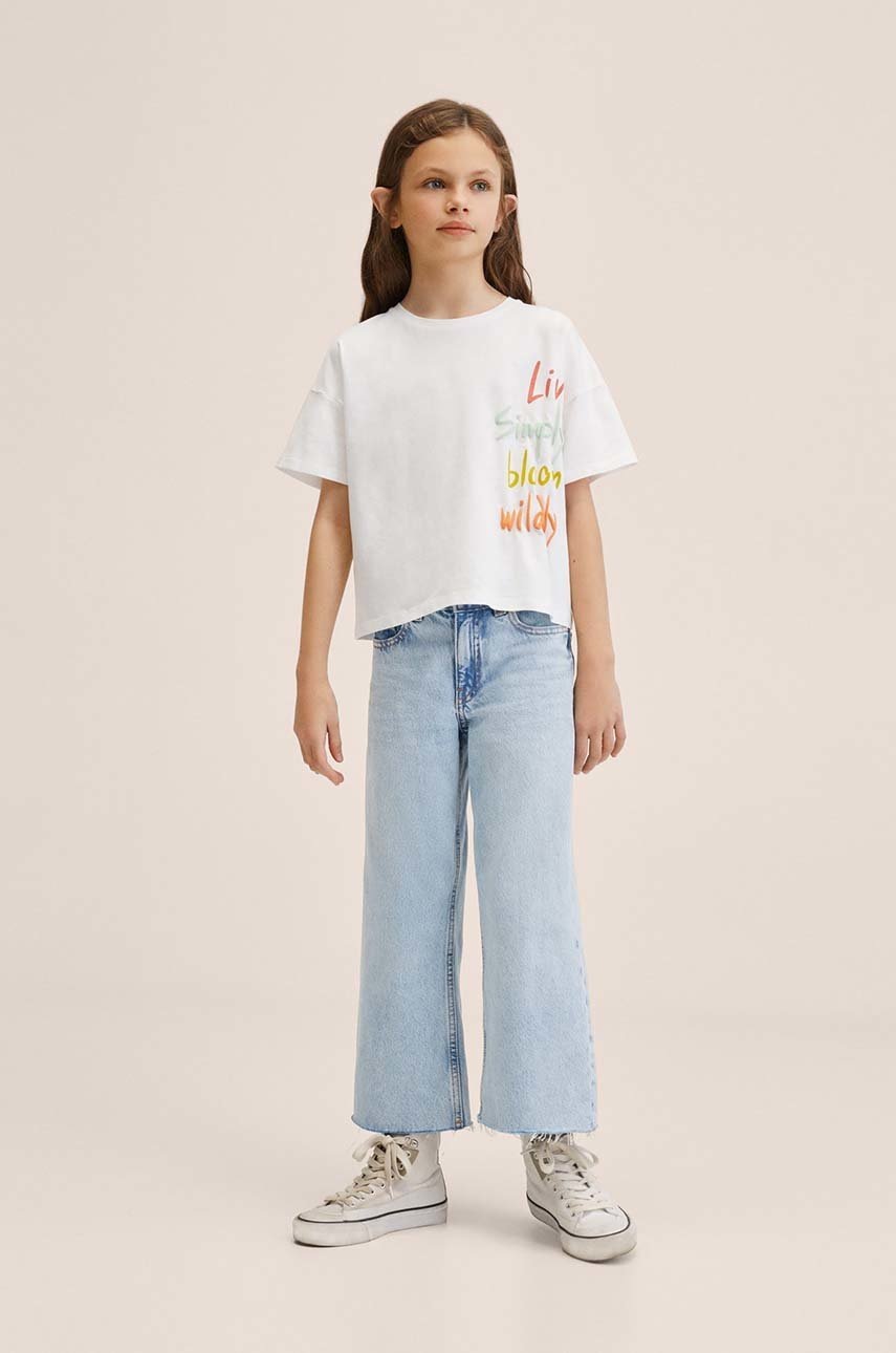 

Дитяча бавовняна футболка Mango Kids колір білий