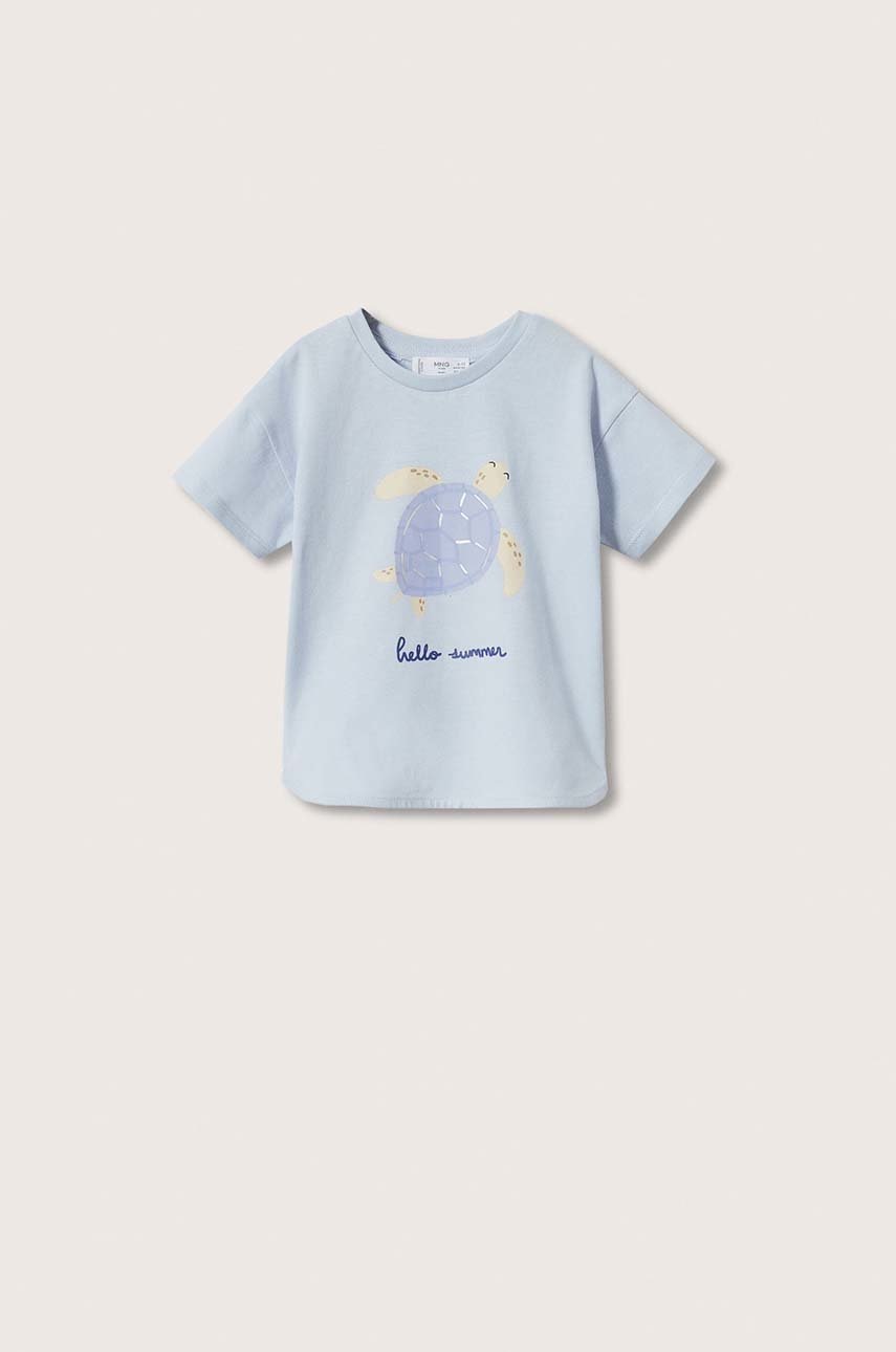 

Детска памучна тениска Mango Kids Tortuga, Син
