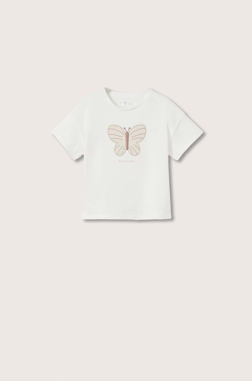 

Детска памучна тениска Mango Kids Dina в бяло, Бял
