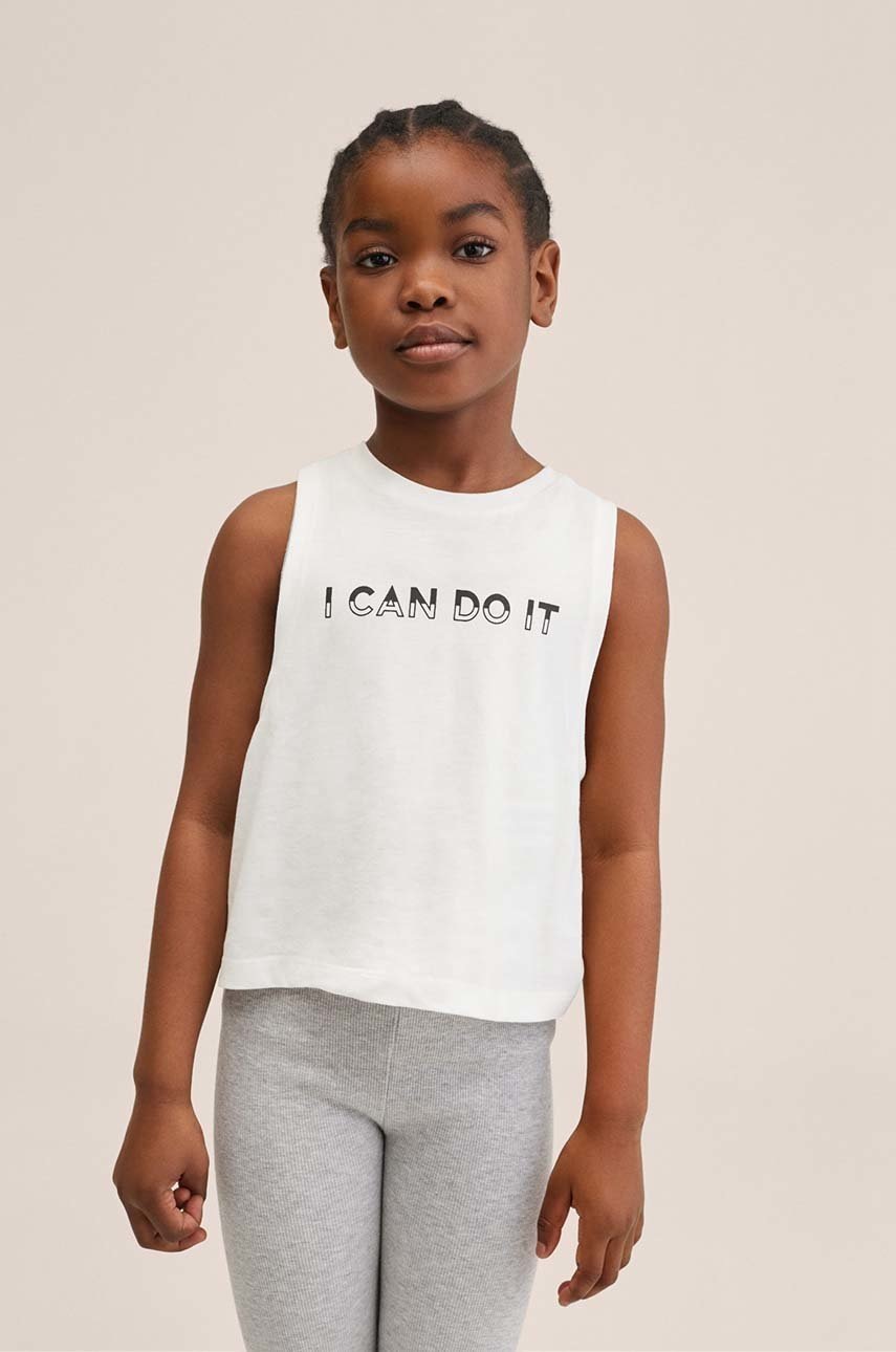 

Детски памучен топ Mango Kids Doit в бяло, Бял