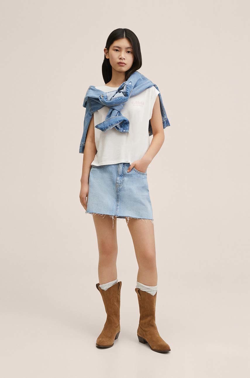 

Дитяча бавовняна футболка Mango Kids Spring колір білий