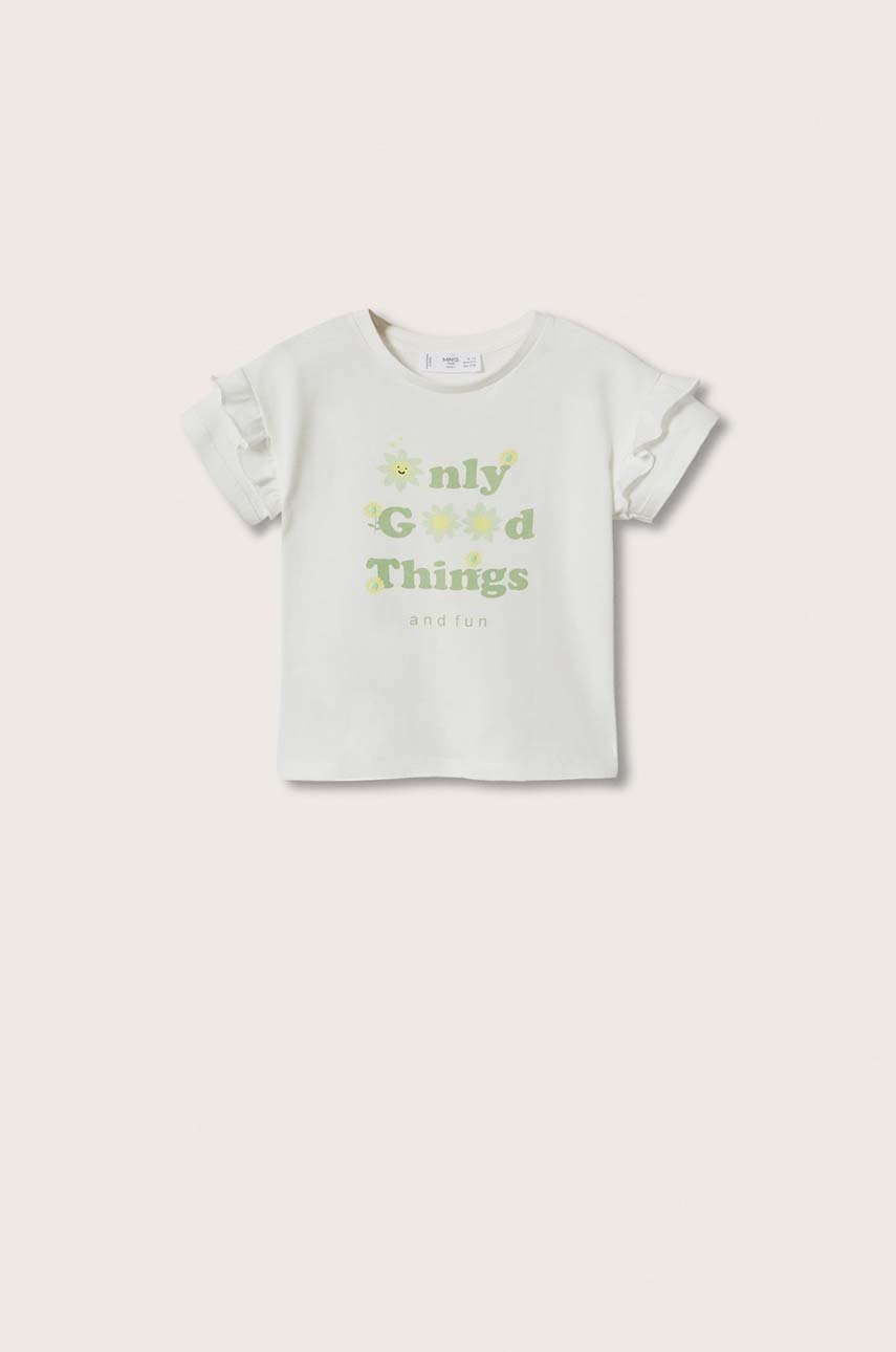 

Детска памучна тениска Mango Kids Helen в бяло, Бял