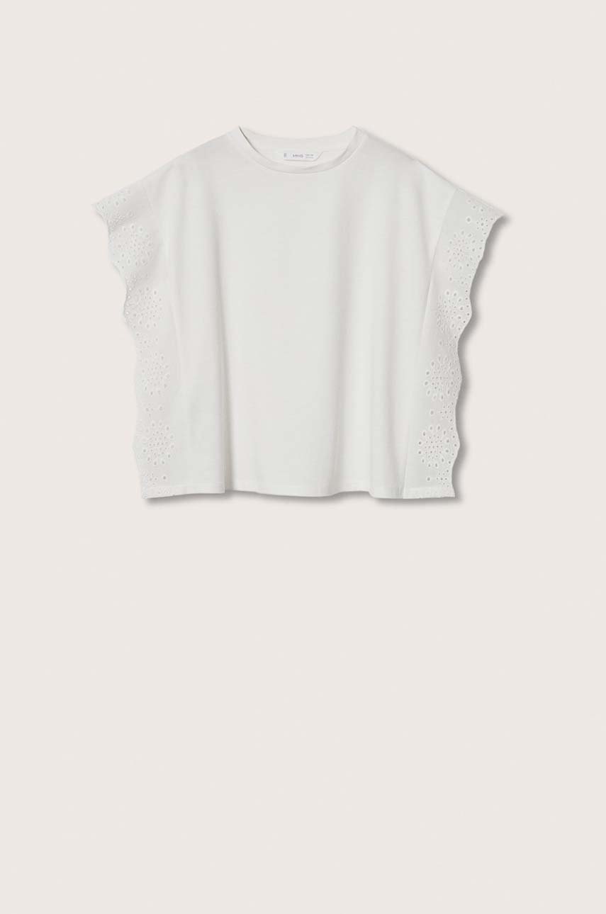 

Детска памучна тениска Mango Kids Square в бяло, Бял