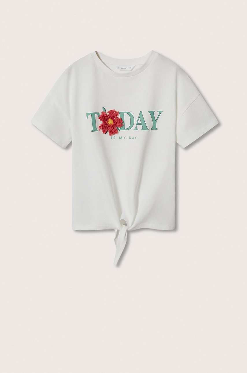 

Детска памучна тениска Mango Kids Chiffy в бяло, Бял