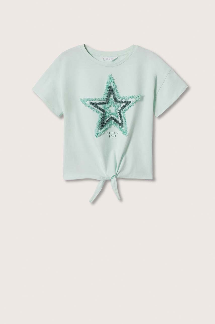 

Детска памучна тениска Mango Kids Chiffy в зелено, Зелен