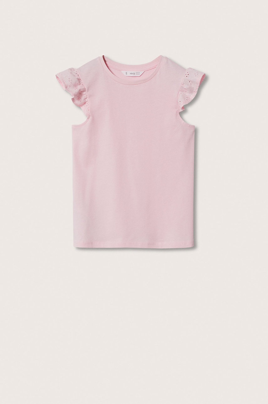 

Детска памучна тениска Mango Kids Nineta в лилаво, Виолетов