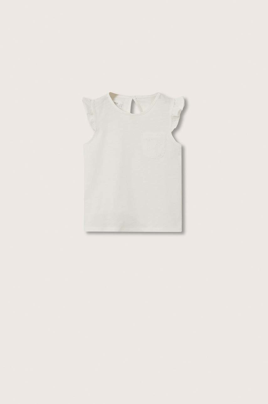 

Детска памучна тениска Mango Kids Sol в бяло, Бял