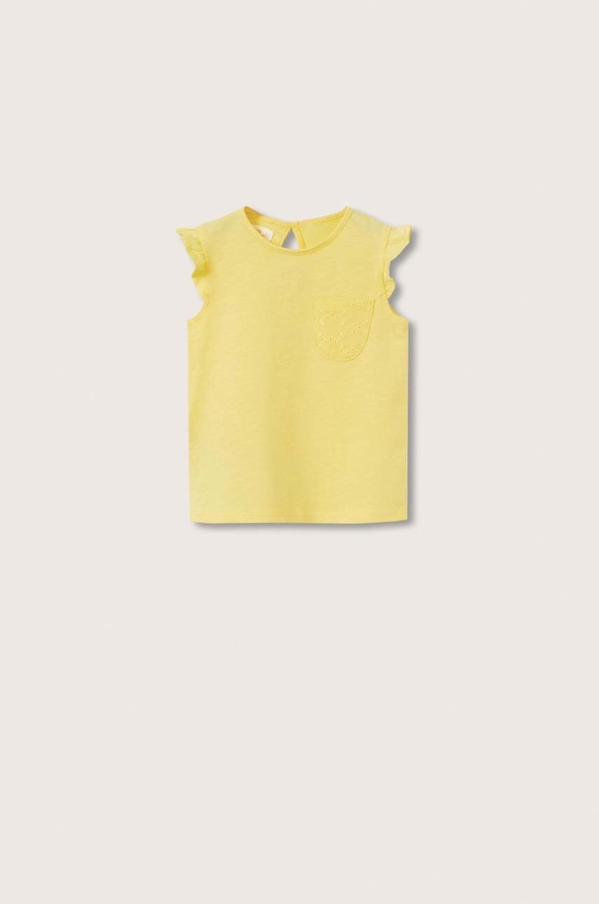 

Детска памучна тениска Mango Kids Sol в жълто, Жълт