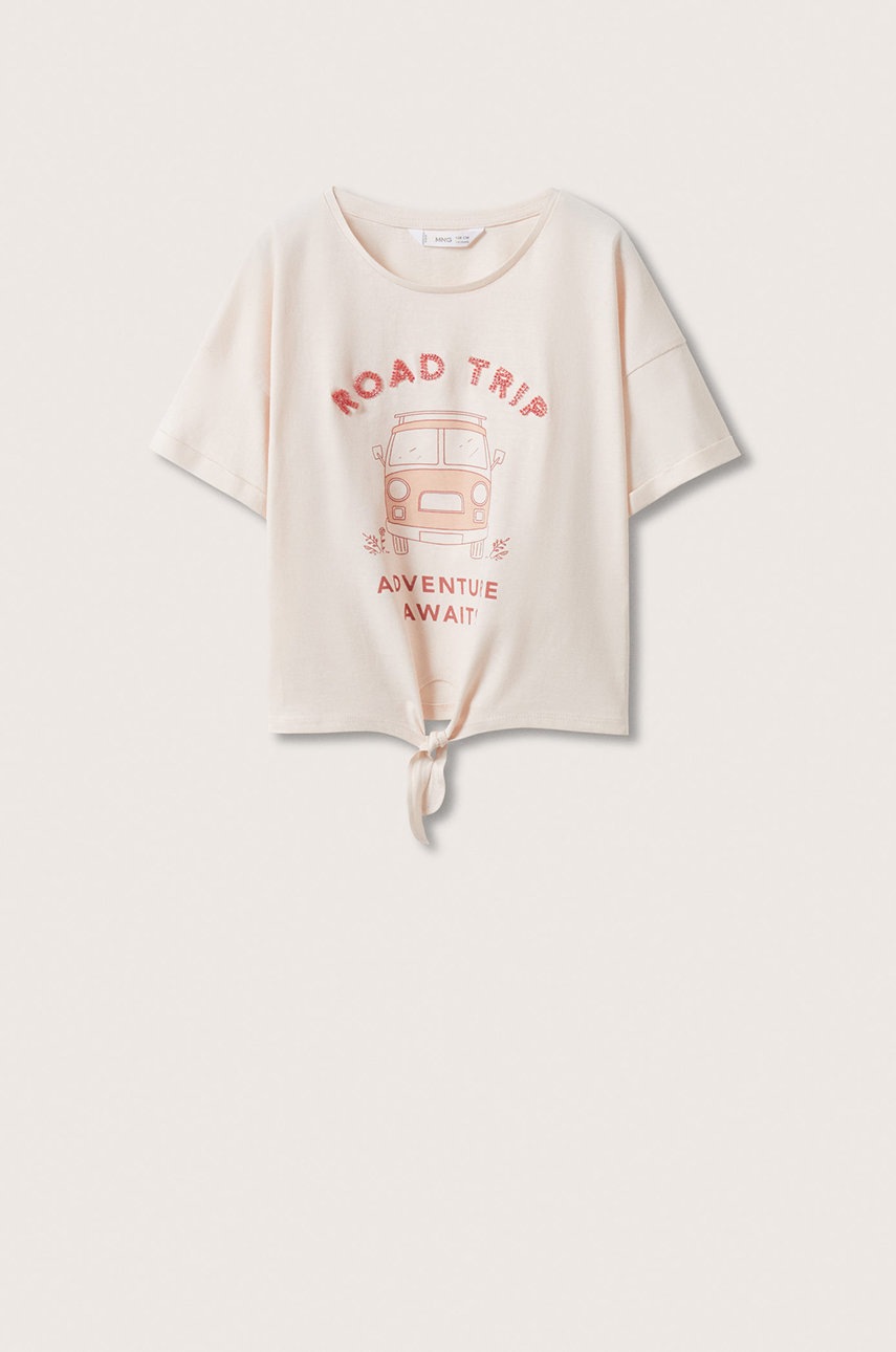 

Детска памучна тениска Mango Kids Hippie в розово, Розов