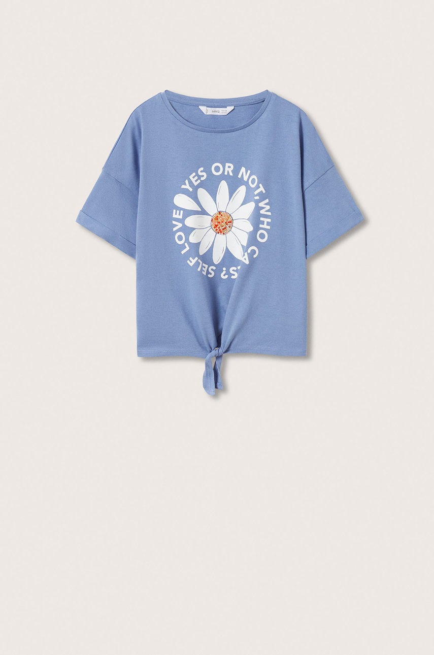 

Детска памучна тениска Mango Kids Hippie, Син