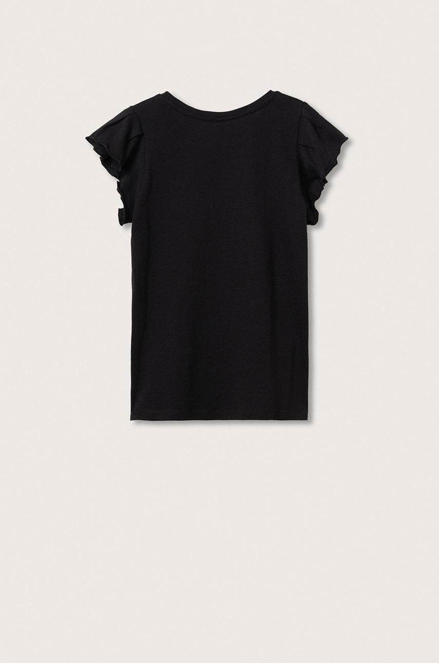 

Детска памучна тениска Mango Kids Soft в черно, Черен