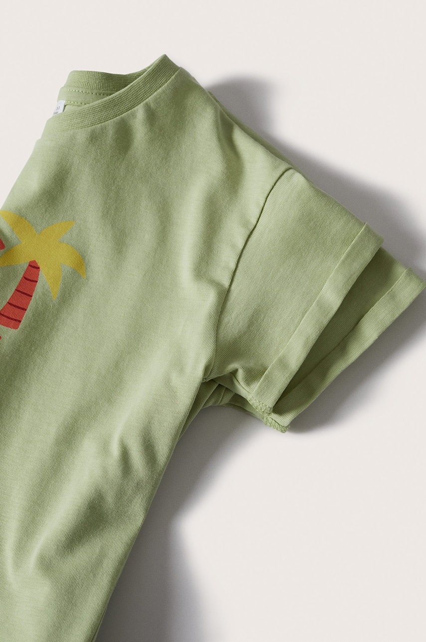

Дитяча бавовняна футболка Mango Kids Vacay колір зелений