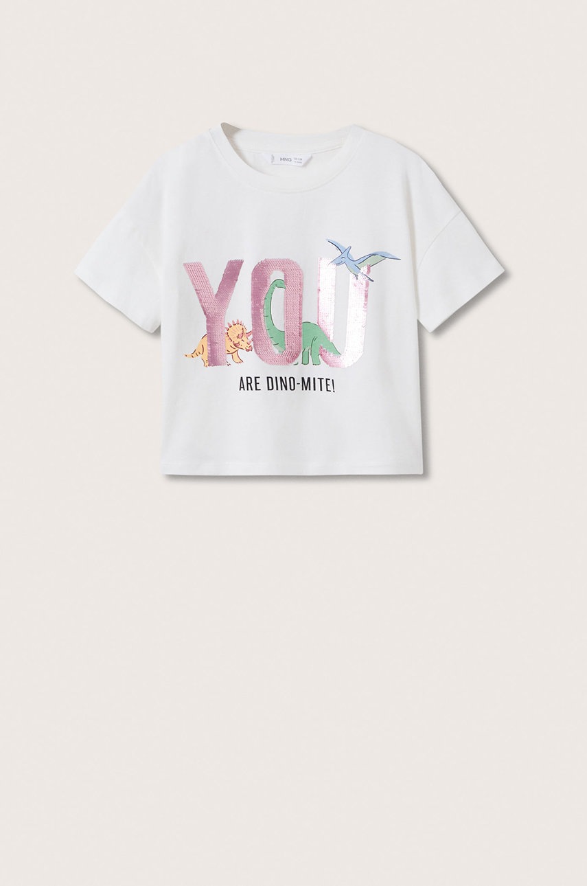 

Детска памучна тениска Mango Kids Lolly в бяло, Бял