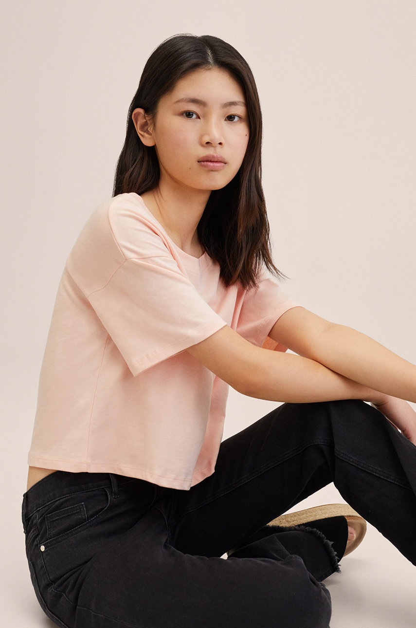 

Детска памучна тениска Mango Kids Valley в оранжево, Оранжев