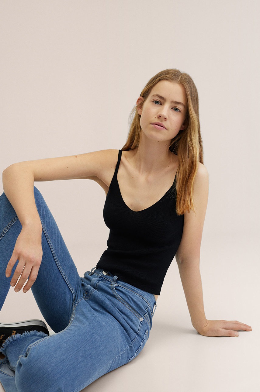 

Детски топ Mango Kids Patricia в черно, Черен