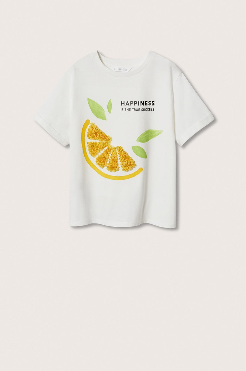 

Детска памучна тениска Mango Kids в бяло, Бял