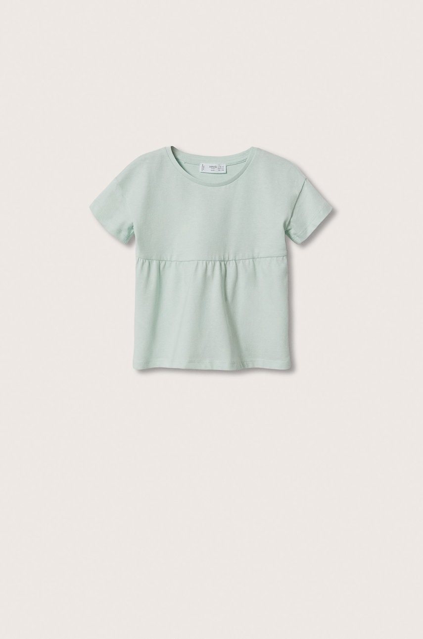 

Детска памучна тениска Mango Kids Isa в зелено, Зелен
