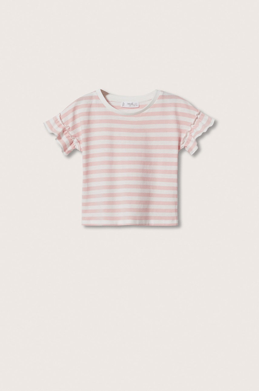 

Детска памучна тениска Mango Kids Menorca в розово, Розов