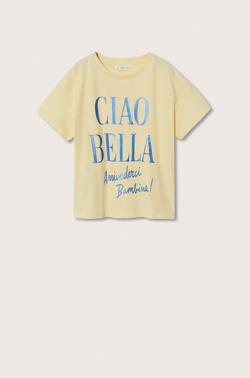 

Детска памучна тениска Mango Kids Bambina в жълто, Жълт