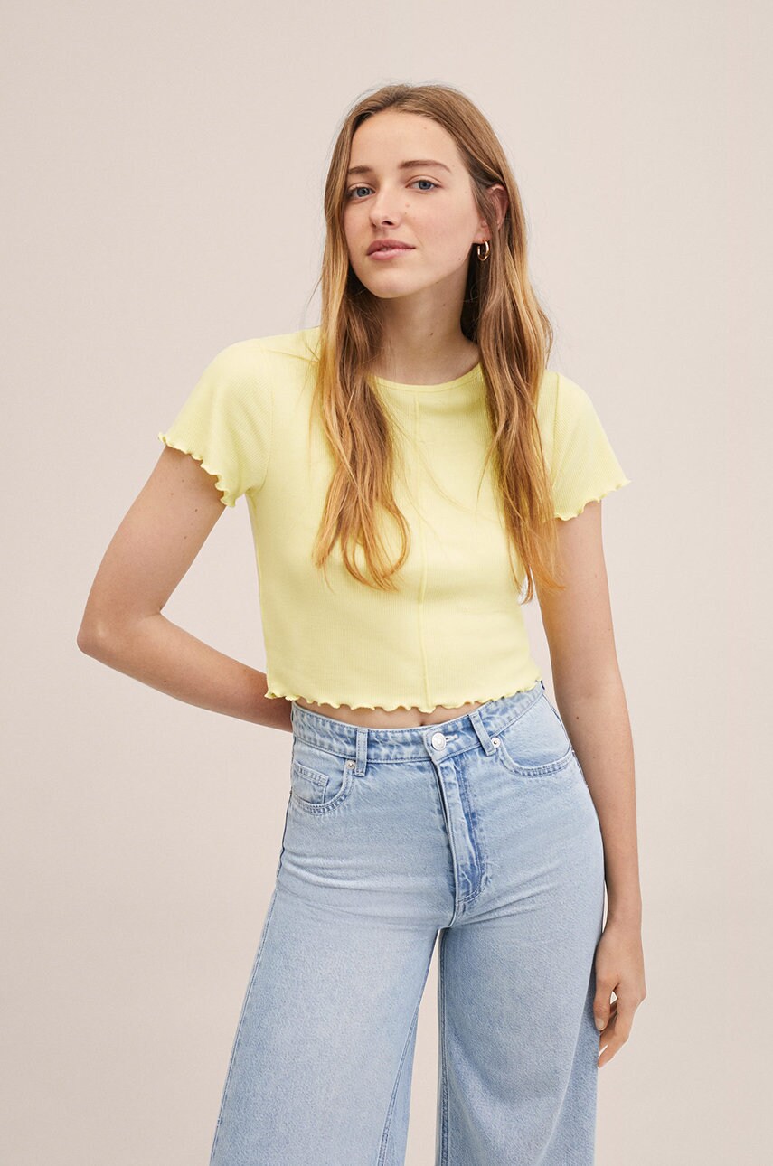 

Детска тениска Mango Kids Ribbon в жълто, Жълт