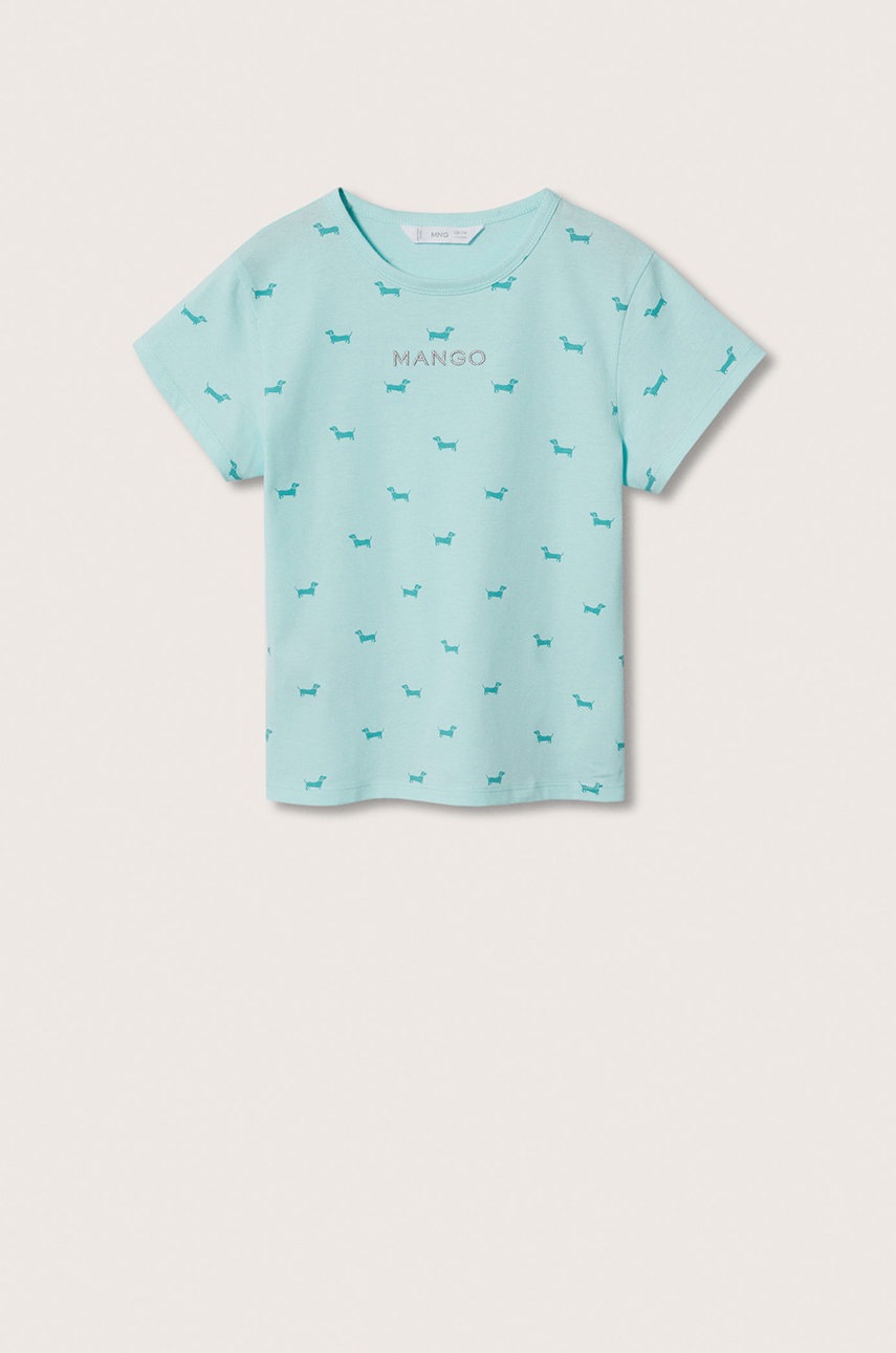 

Детска памучна тениска Mango Kids Mangofi-h в зелено, Зелен