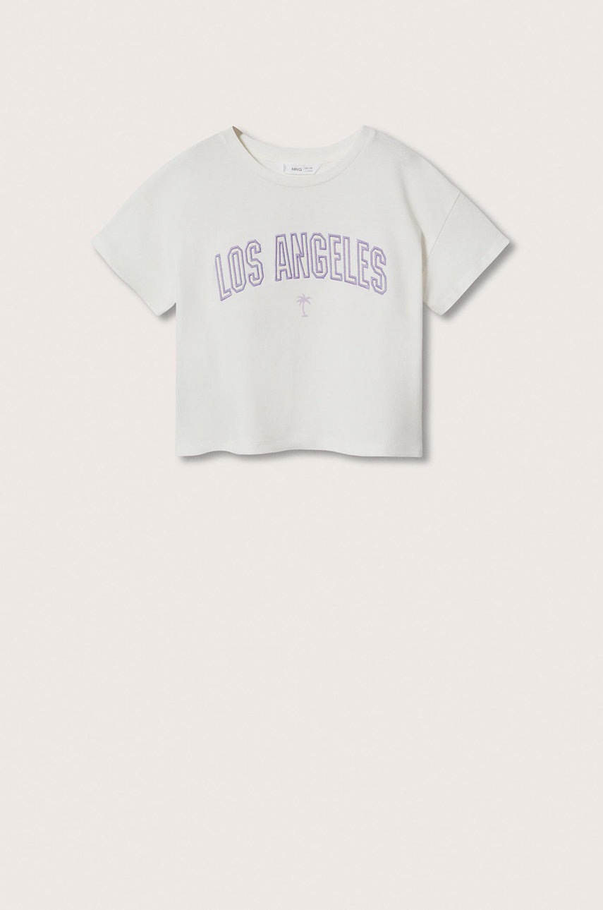 

Детска памучна тениска Mango Kids Stitch в бяло, Бял
