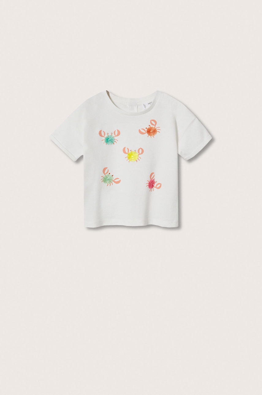 

Детска памучна тениска Mango Kids August в бяло, Бял
