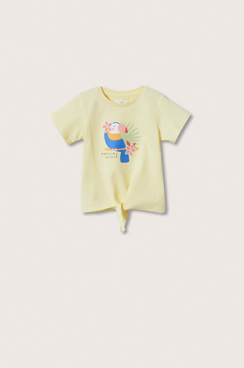 

Детска памучна тениска Mango Kids Tropic в жълто, Жълт