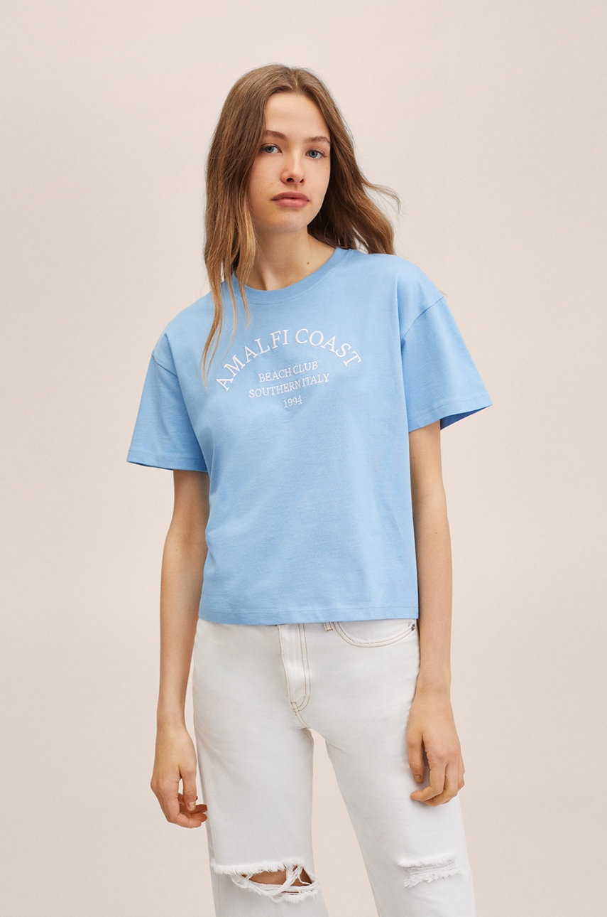 

Детска памучна тениска Mango Kids French, Син